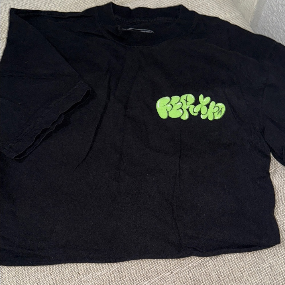 Trendy Black Tee with Green Graphic